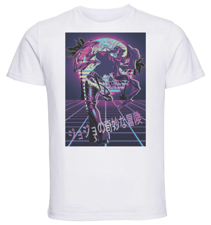 T-Shirt Unisex - White - Vaporwave 80s Style - Jojo's Bizarre Adventure - Phanthom Blood - Dio Brando
