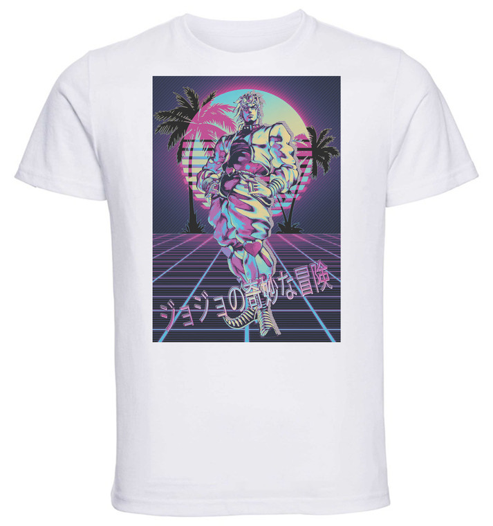 T-Shirt Unisex - White - Vaporwave 80s Style - Jojo's Bizarre Adventure - Stardust Crusaders - Dio Brando Variant 01