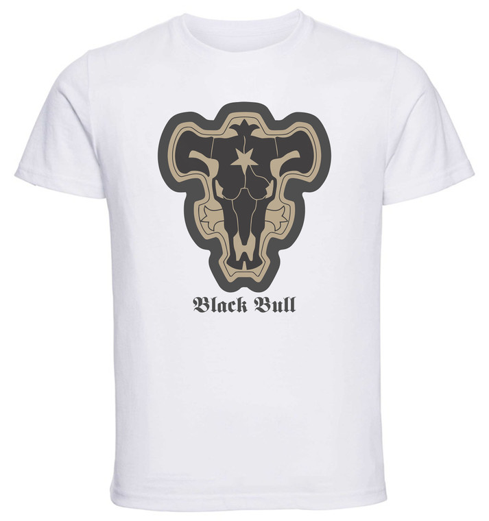 T-Shirt Unisex - White - Anime - Black Clover - Order of the Magic Knights Symbol - Black Bull