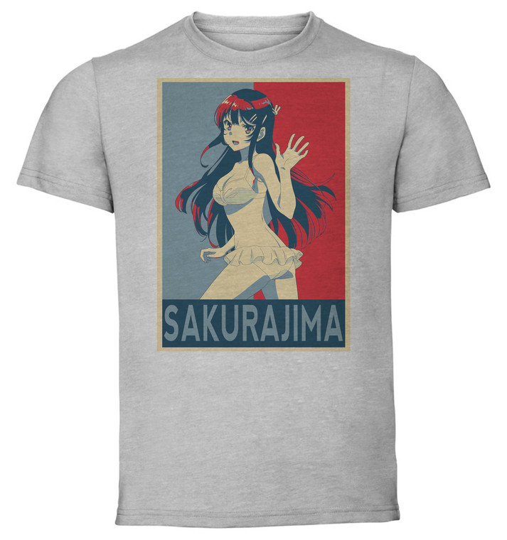 T-Shirt Unisex - Grey - Propaganda - Rascal Does Not Dream of Bunny Girl Senpai - Ao-buta - Sakurajima Mai variant 3