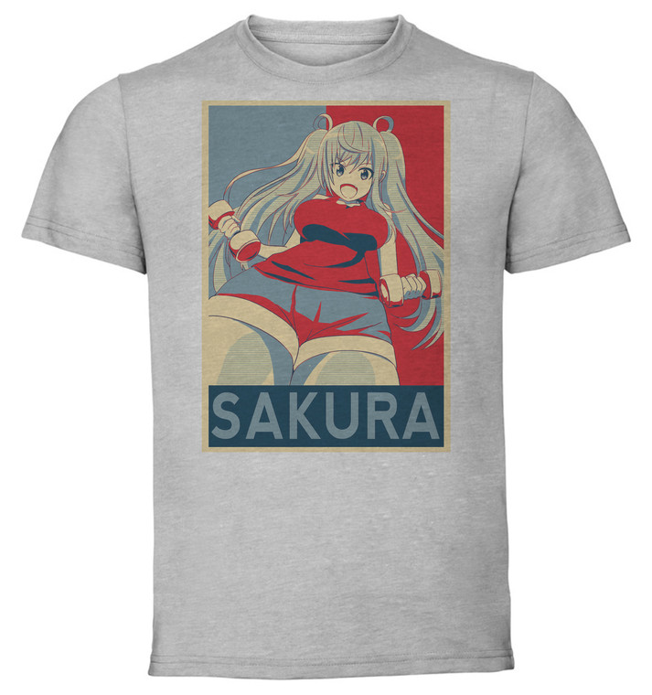 T-Shirt Unisex - Grey - Propaganda - How Heavy are the Dumbbells You Lift - Sakura Hibiki variant