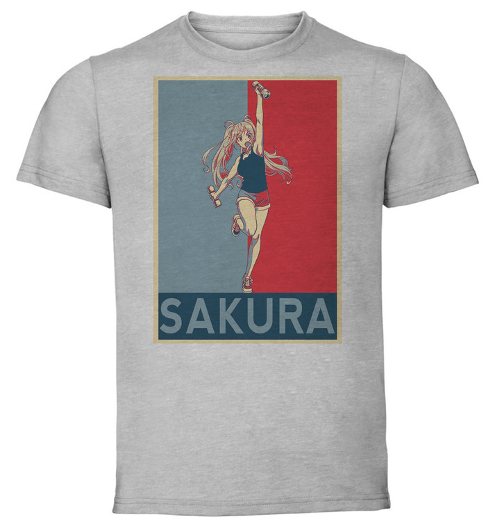 T-Shirt Unisex - Grey - Propaganda - How Heavy are the Dumbbells You Lift - Sakura Hibiki