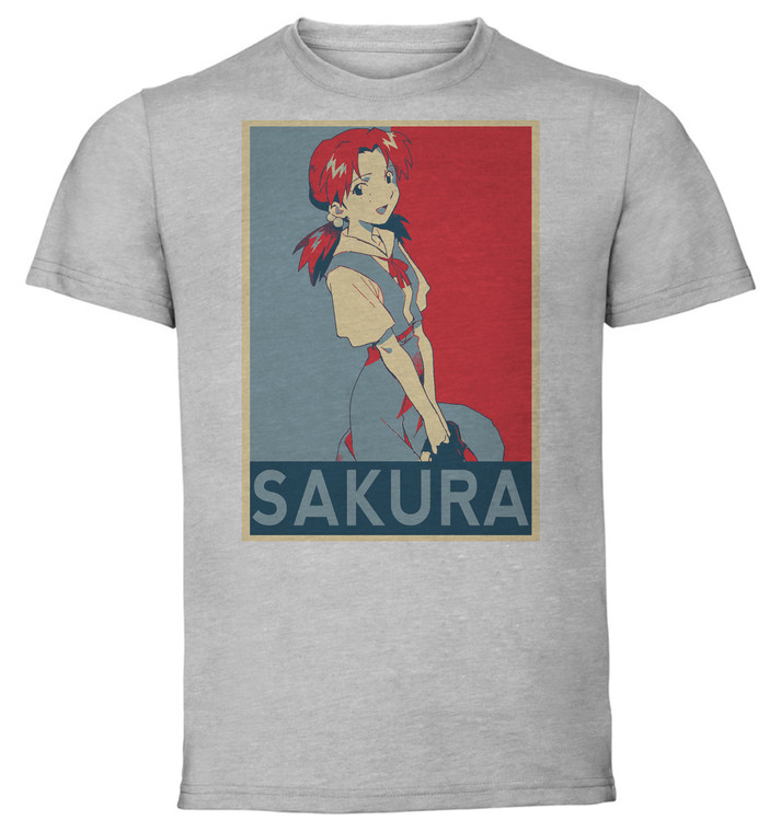 T-Shirt Unisex - Grey - Propaganda - Neon Genesis Evangelion - Sakura Suzuhara