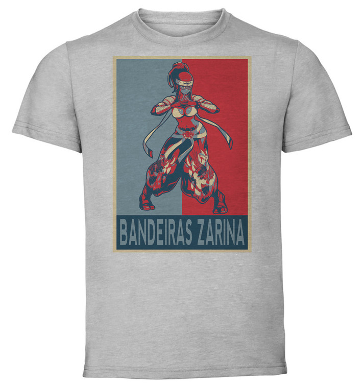 T-Shirt Unisex - Grey - Propaganda - Pixel Art - SNK Heroines - Bandeiras Zarina