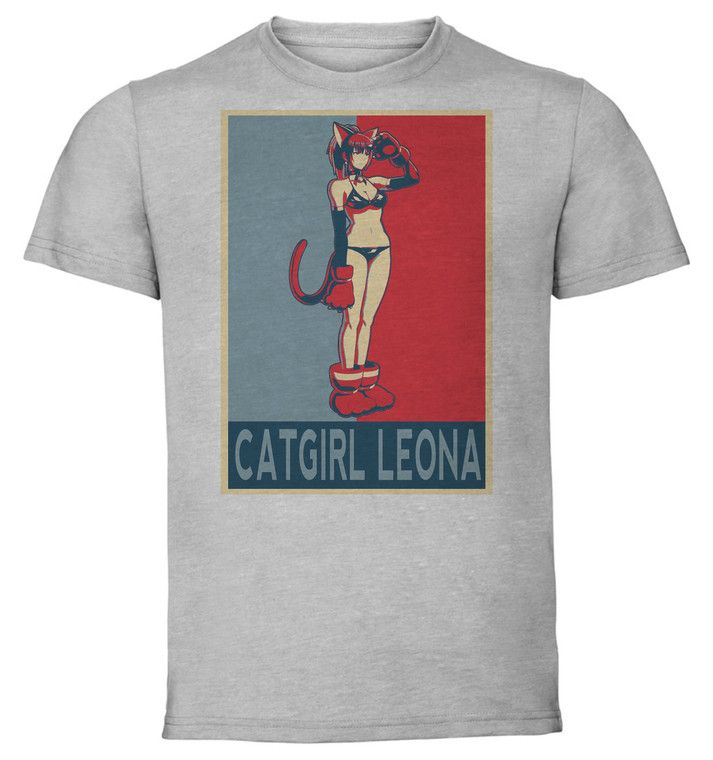 T-Shirt Unisex - Grey - Propaganda - Pixel Art - SNK Heroines - Catgirl Leona