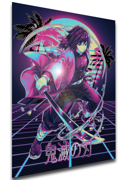 Poster - Vaporwave 80s Style - Demon Slayer - Giyu Tomioka SA0548