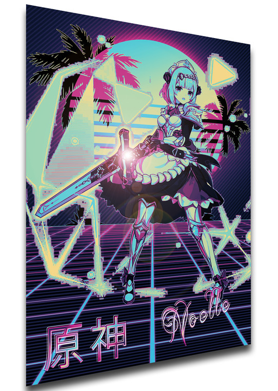 Poster Vaporwave 80s Style - Genshin Impact - Noelle SA0804