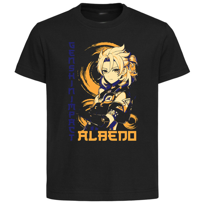 T-Shirt Unisex Black Japanese Style - Genshin Impact - Albedo