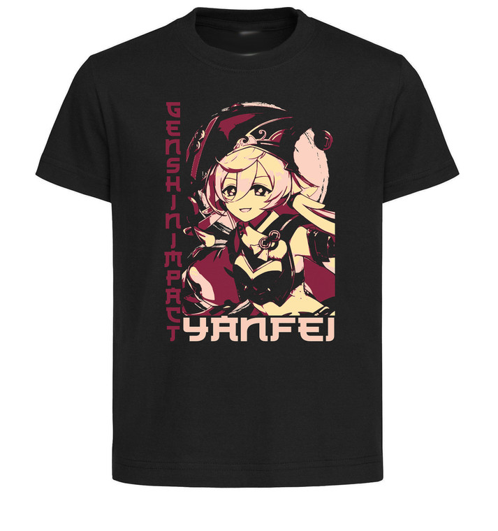 T-Shirt Unisex Black Japanese Style - Genshin Impact - Yanfei