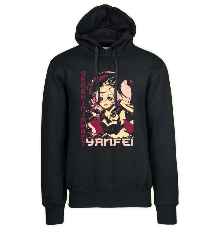 Hoodie Unisex Black Japanese Style - Genshin Impact - Yanfei