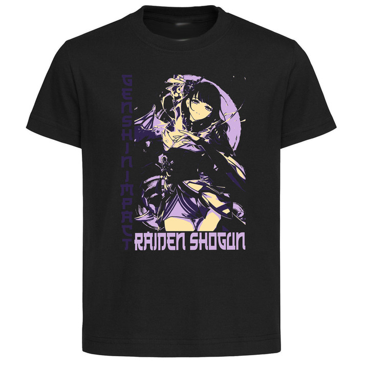 T-Shirt Unisex Black Japanese Style - Genshin Impact - Raiden Shogun