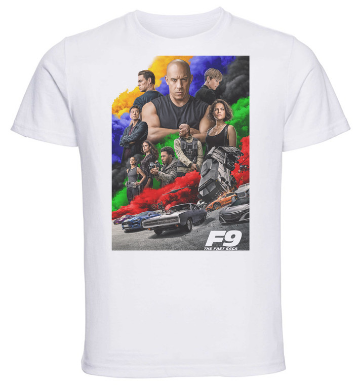 T-Shirt Unisex White Locandina - Film - Fast and Furious 9 - The Fast Saga