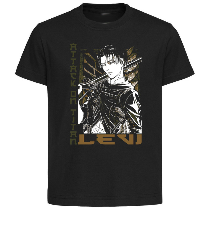 T-Shirt Unisex Black Japanese Style - Attack on Titan - Levi Ackerman SA0904