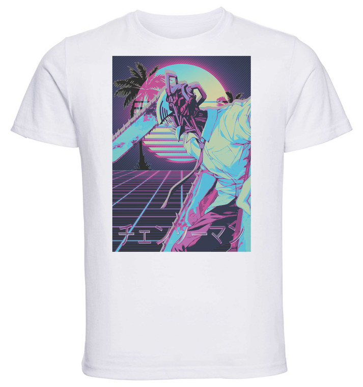 T-Shirt Unisex White Vaorwave Style - Chainsaw Man - Characters SA0917