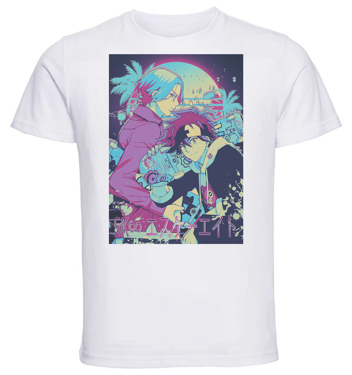 T-Shirt Unisex White Vaporwave Style - Sk8 the Infinity - Characters SA0900