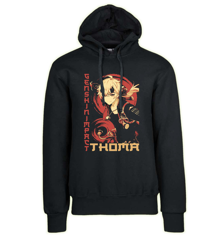 Hoodie Unisex Black Japanese Style - Genshin Impact - Thoma SA0941