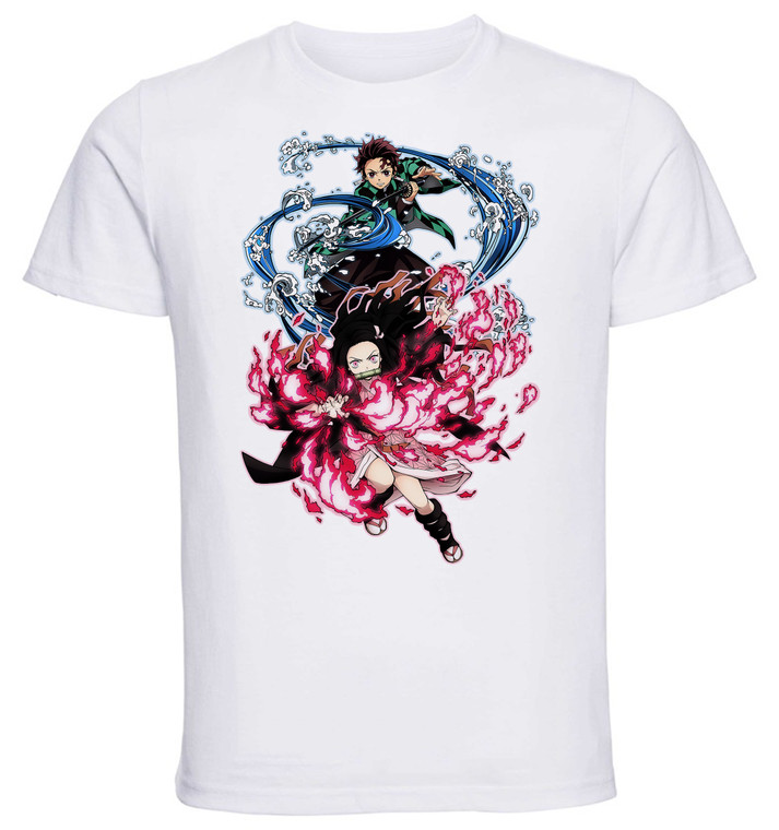 T-Shirt Unisex White - Demon Slayer - Tanjiro & Nezuko