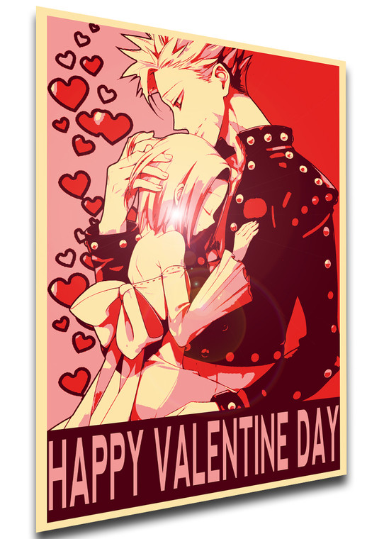 Poster Propaganda Valentine's Day - The Seven Deadly Sins - Ban & Elaine - Happy Valentine Day