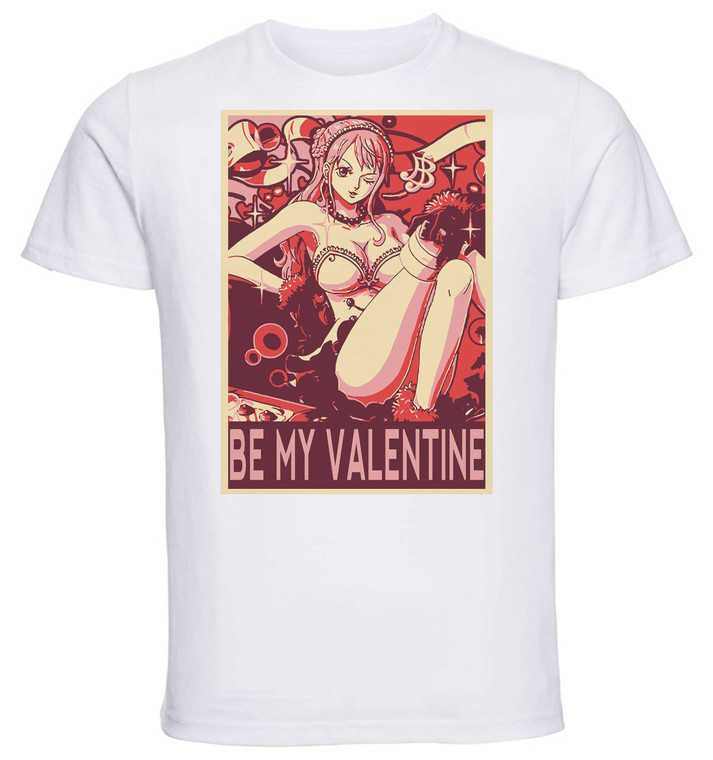 T-Shirt Unisex White Propaganda Valentine's Day - One Piece - Nami - Be My Valentine SA0962
