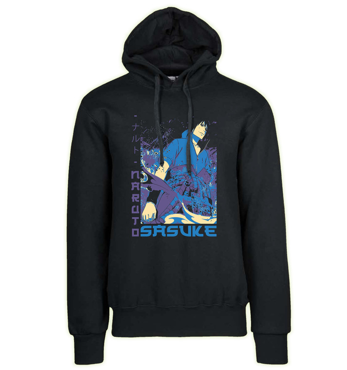 Hoodie Unisex Black Japanese Style - Naruto - Sasuke Uchiha