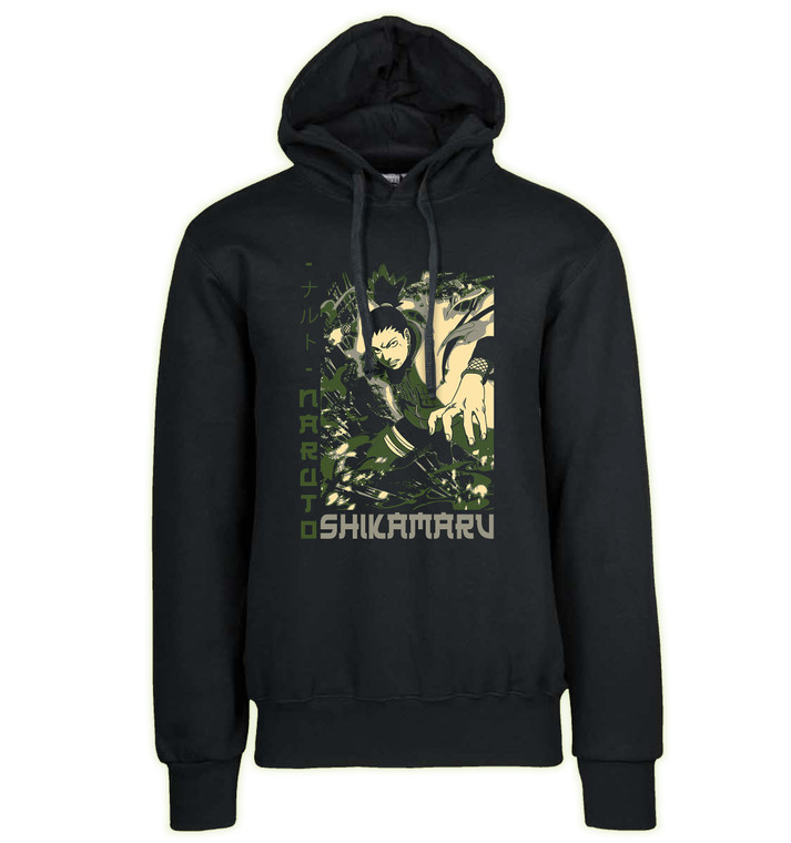 Hoodie Unisex Black Japanese Style - Naruto - Shikamaru Nara