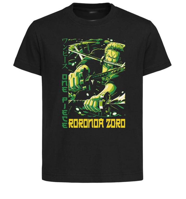 T-Shirt Unisex Black Japanese Style - One Piece - Roronoa Zoro SA0949