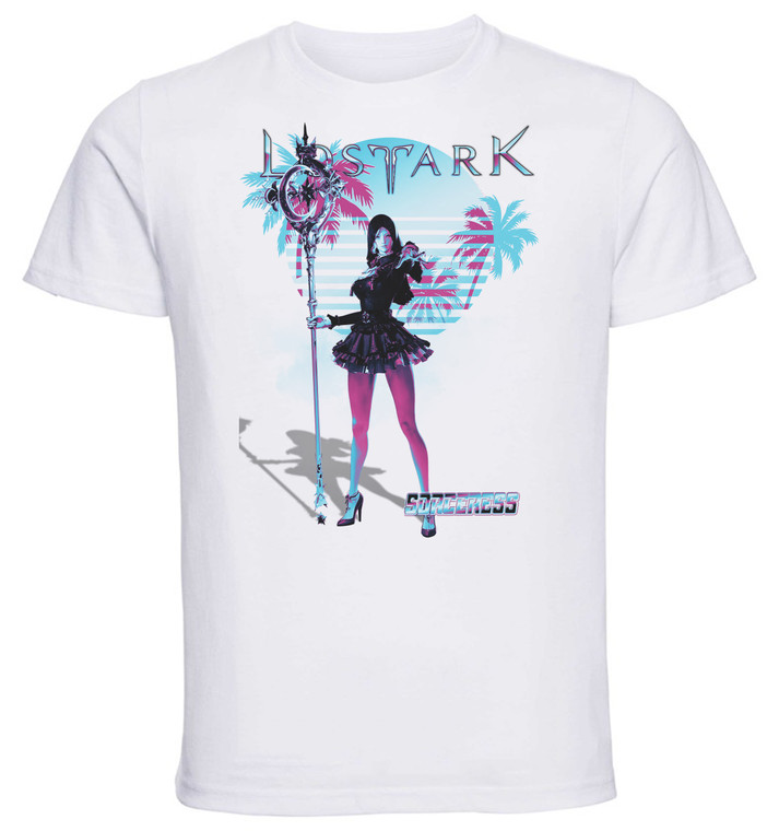 T-Shirt Unisex White Vaporwave Style - Lost Ark - Sorceress