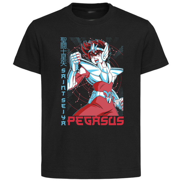 T-Shirt Unisex Black Japanese Style - Saint Seiya - I Cavalieri dello Zodiaco - Pegasus PE0039