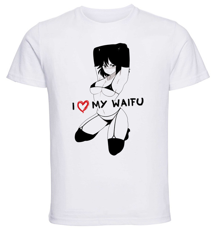 T-Shirt White - Black Ink Waifu - Kill la Kill - Matoi Ryuuko - PE0365