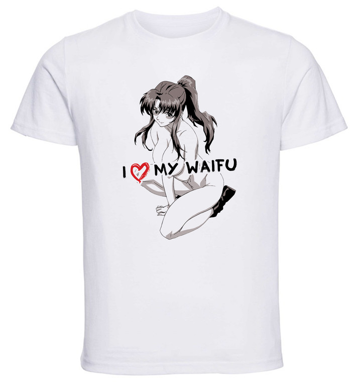 T-Shirt White - Black Ink Waifu - Neon Genesis Evangelion - Katsuragi Misato - PE0367