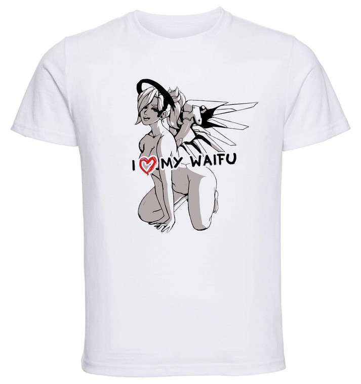 T-Shirt White - Black Ink Waifu - Ovewatch - Mercy - PE0369