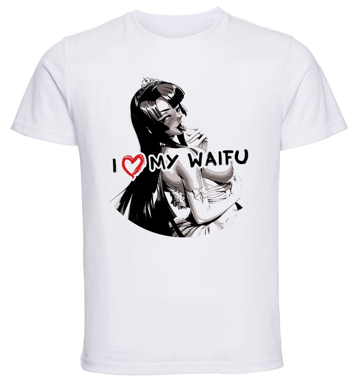 T-Shirt White - Black Ink Waifu - Taimanin Asagi - Yatsu Murasaki - PE0388