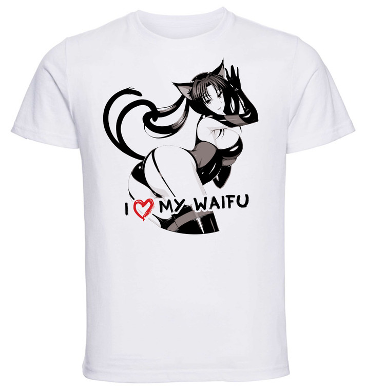 T-Shirt White - Black Ink Waifu - High School DxD - Kuroka - PE0375