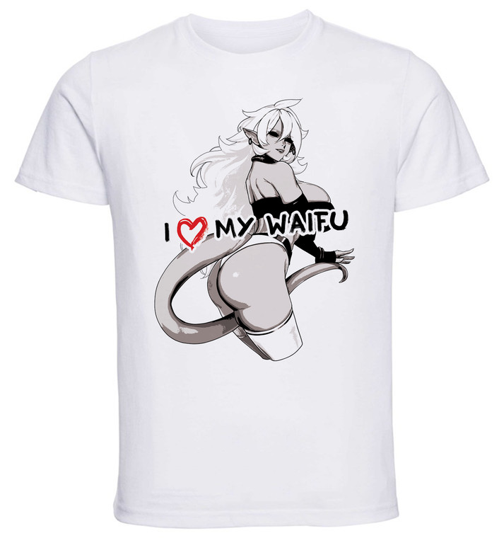 T-Shirt White - Black Ink Waifu - Dragon Ball - Android 21- PE0391