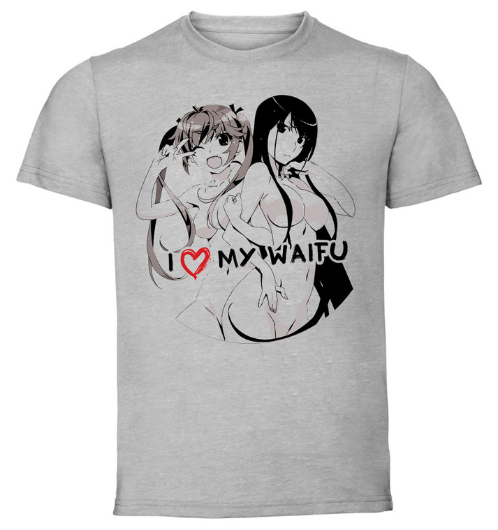 T-Shirt Grey - Black Ink Waifu - Grisaia - Matsushima Michiru - Sakaki Yumiko - PE0387