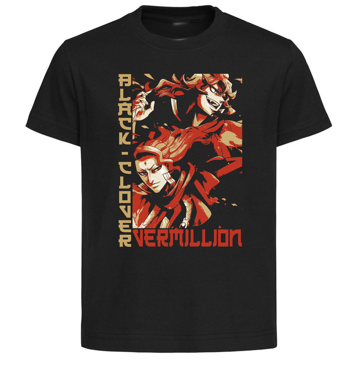 T-Shirt Unisex Black Japanese Style - Black Clover - Morelona & Fuegoleon Vermillion SA1139