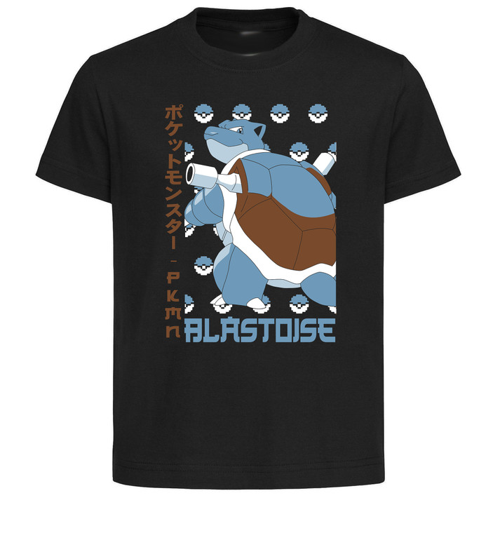 T-Shirt Unisex Black Japanese Style - Pocket Monsters - Blastoise - LL3687
