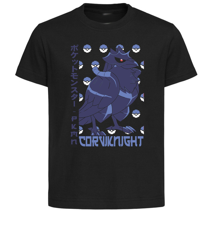 T-Shirt Unisex Black Japanese Style - Pocket Monsters - Corviknight - LL3745