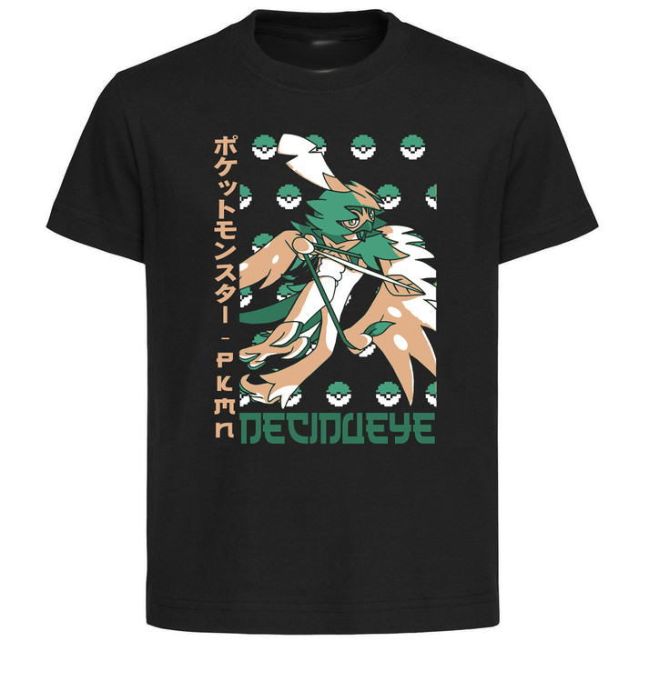 T-Shirt Unisex Black Japanese Style - Pocket Monsters - Decidueye - LL3735