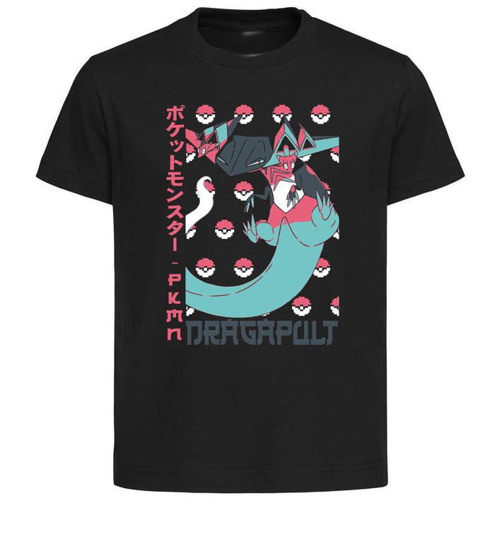 T-Shirt Unisex Black Japanese Style - Pocket Monsters - Dragapult - LL3748