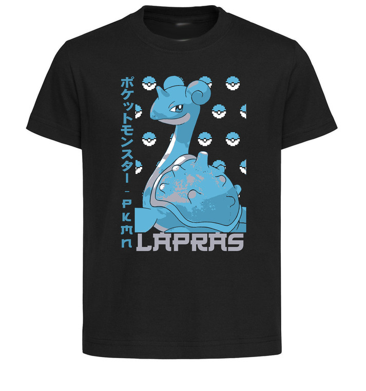 T-Shirt Unisex Black Japanese Style - Pocket Monsters - Lapras - LL3695