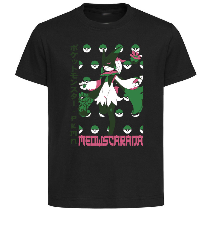 T-Shirt Unisex Black Japanese Style - Pocket Monsters - Meowscarada - LL3750