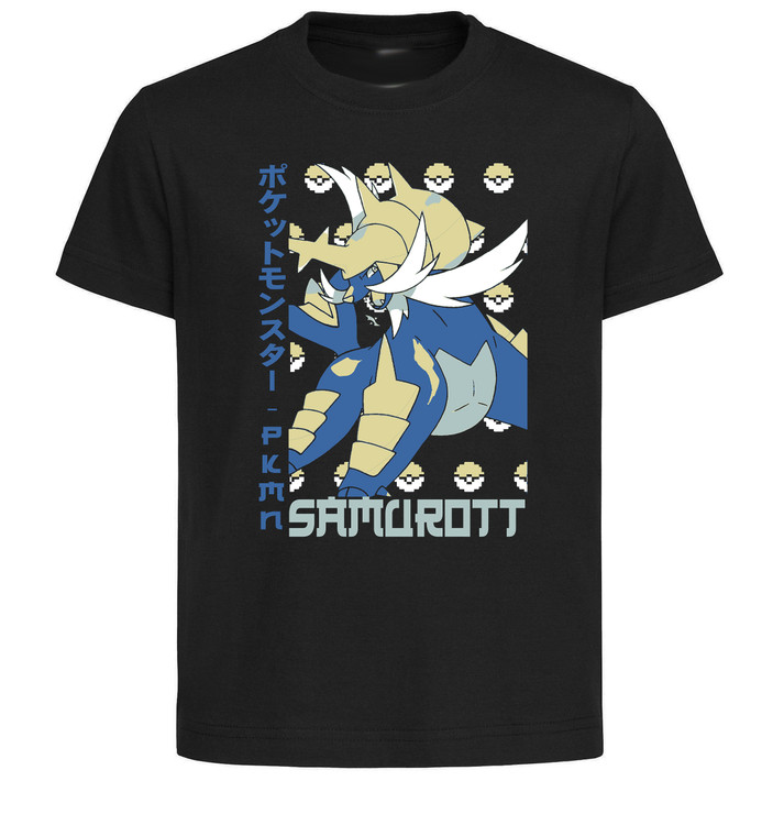 T-Shirt Unisex Black Japanese Style - Pocket Monsters - Samurott - LL3720