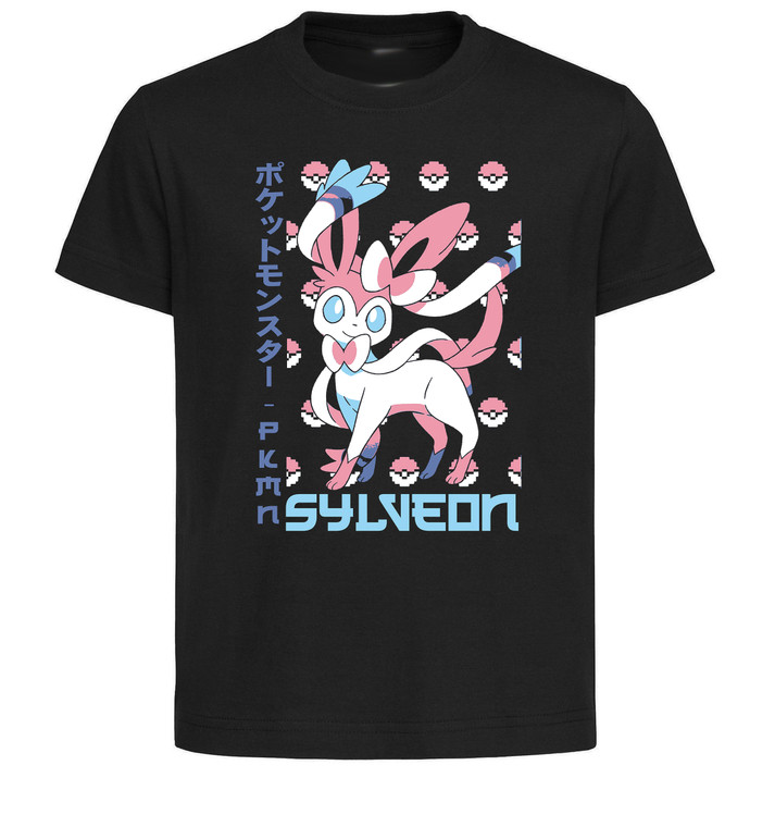 T-Shirt Unisex Black Japanese Style - Pocket Monsters - Sylveon - LL3731