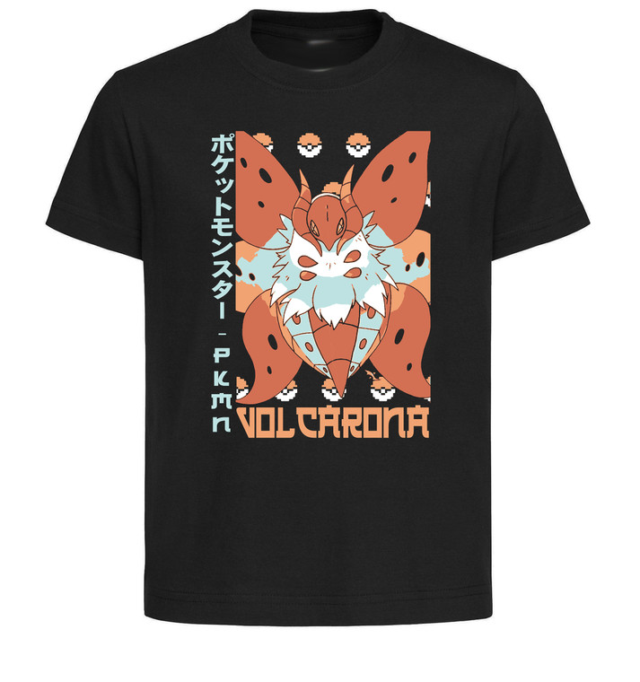 T-Shirt Unisex Black Japanese Style - Pocket Monsters - Volcarona - LL3727
