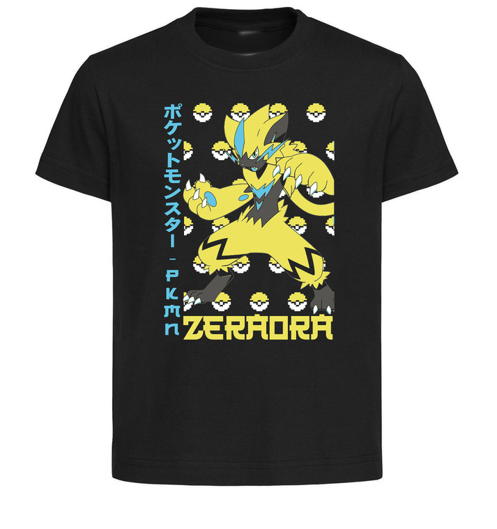 T-Shirt Unisex Black Japanese Style - Pocket Monsters - Zeraora - LL3740