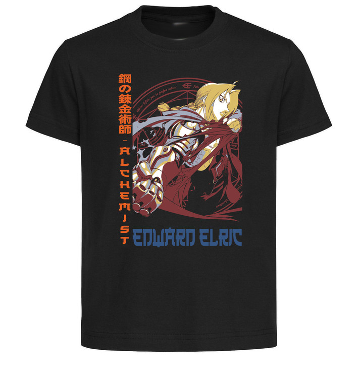 T-Shirt Unisex Black Japanese Style - Fullmetal Alchemist - Edward Elric - LL3772