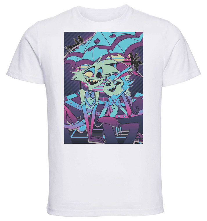 T-Shirt Unisex White Vaporwave 80s Style - Hazbin Hotel - Angel Dust & Husk Loser baby SA1253