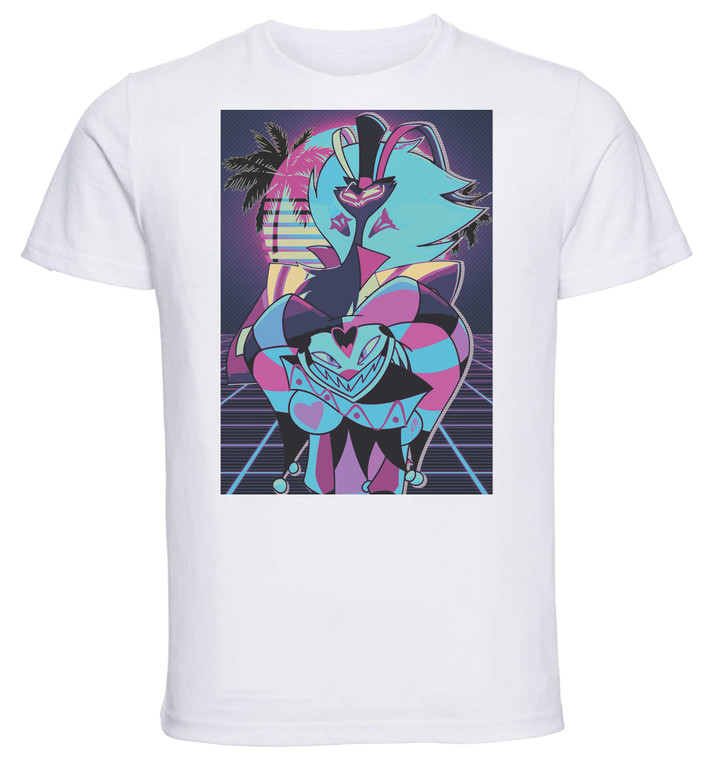 T-Shirt Unisex White Vaporwave 80s Style - Helluva Boss - Asmodeus & Fizzarolli SA1256