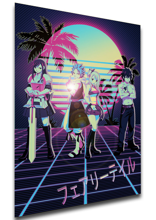 Poster - Vaporwave 80s Style - Fairy Tail - Characters